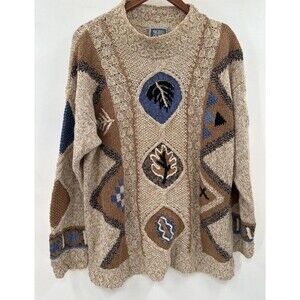 Sigrid Olsen Hand Knit Sweater Sz l large Long Sleeve Hand Knit Colorful Silk